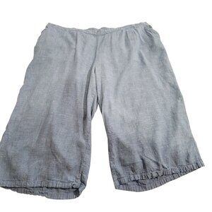 Catherines Capri Pants Womens 4X Linen Blend Blue Pockets Relaxed Beach Vacation